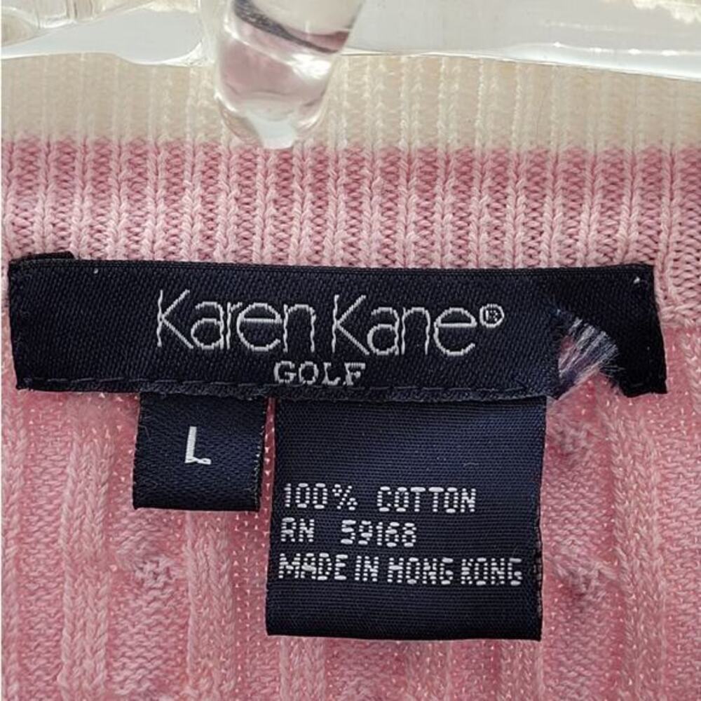 Karen Kane Golf Pink Cream Preppy Old Money Cable Knit Cardigan‎ Jacket Sweater - Picture 4 of 11